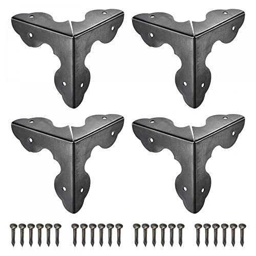 Image of uxcell 33x33x33mm Metal Box Corner Protectors Edge Guard Black 8pcs