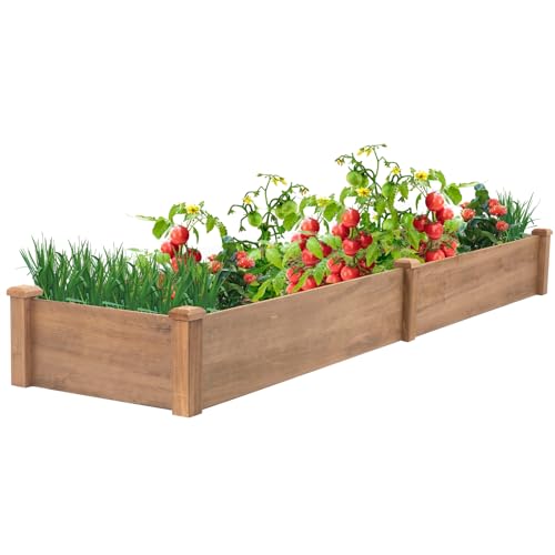 Image of ketive Raised Garden Bed Without Legs 8x2Ft ft Large Elevated Wood Planter Box for Vegetables, Flowers, Herbs, and Succulents(Brown)