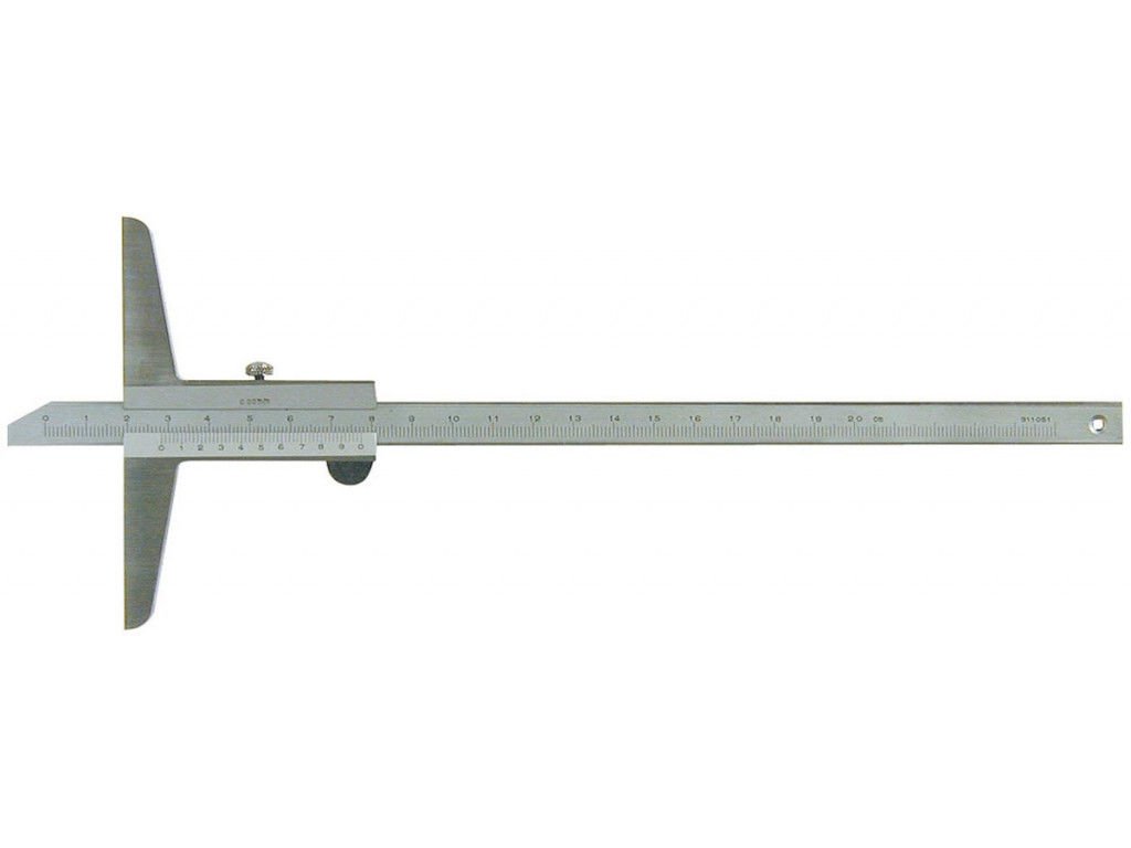 Jauge de profondeur à vernier - Capacité 200 mm - Acier chromé mat