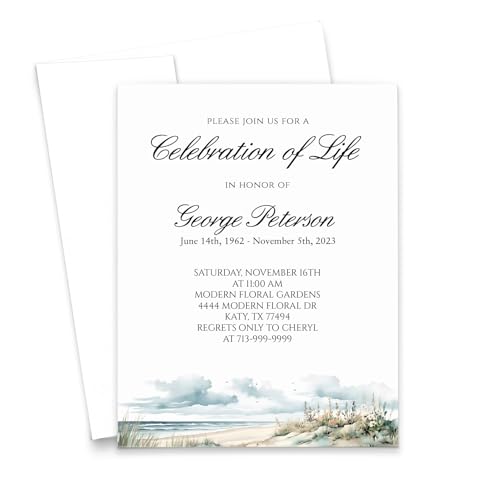 Custom Celebration of Life Invitation Cards and Envelopes, FLAT P...