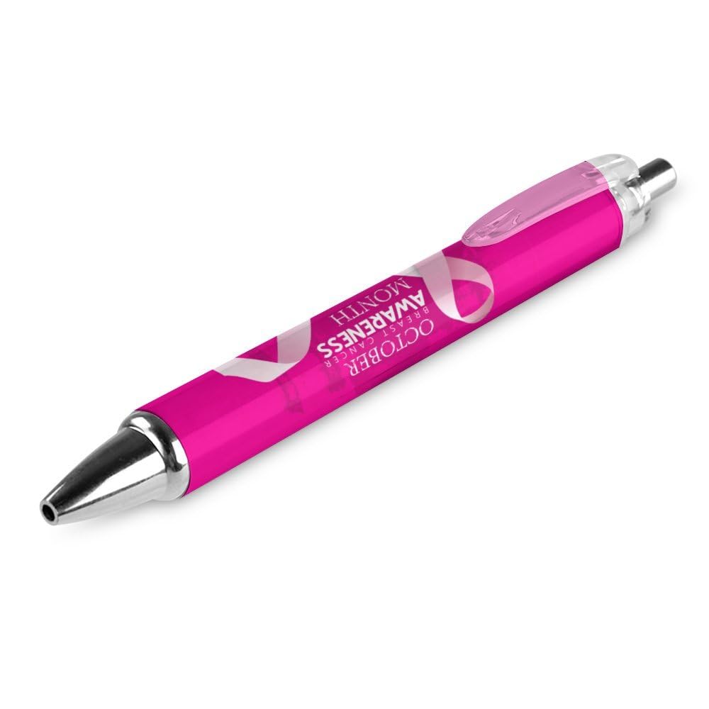 50 Stylos Bille Ruban Rose - Lot Sensibilisation Cancer Du Sein, Bureau, Cadeau - 3
