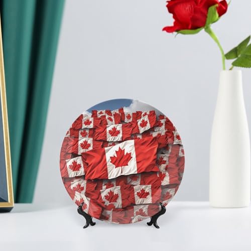 Plato decorativo bandera canadiense de cerámica 6 pulgadas miniatura 6