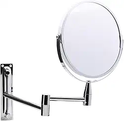 Mimo Style Espelho de Aumento Articulado Para Parede Ampliação de 5x, Extensível Para Banheiro e Bancadas, Acabamento Cromado 40,5 cm, Rotativo 360 Graus