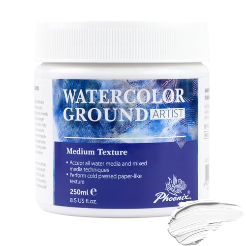 PHOENIX Watercolor Ground for Canvas - 8.45 Fl Oz /250ml - Gesso Primer for Water Color Painting - Professional White Watercolor Medium for Water Based Paints