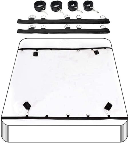 Bed Bonage Straps Adult Bed Straps for Adult Play Queen Bed Bondaged Restraints Sex Set for Bed Sex Ties for Ankles and Wrists Resistance Bands Kinky Handcuffs for Bed BDSM Sex Toys for Couple Sweater