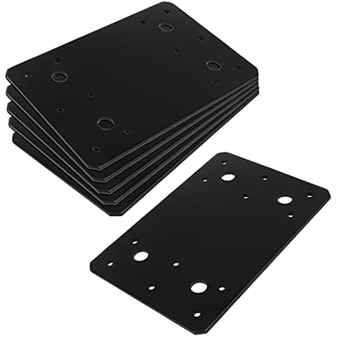 6 Pack 6 x 3-7/8 inches Black Flat Mending Plate, Steel Straight Braces, Heavy Duty Tie Plate Metal Joining Repair Plates Fixing Connector for Wood Furniture Timber, 2.9 mm Thickness Cover