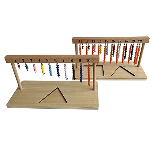 Image of Kghios Montessori Math Toys Materials for Toddlers 1-20 Beaded Hanger Color Bead Stairs with Beads Montessori Mathematics Eductional Materials Learning Tools Preschool Toys