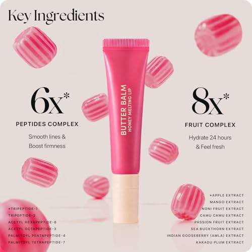 Image of Nature Republic Honey Melting Lip Butter Balm - Hydrating Tinted Plumping Lip Balm with Peptides, for Sheer & Glossy, Fuller-Looking Lips (Pink Candy)