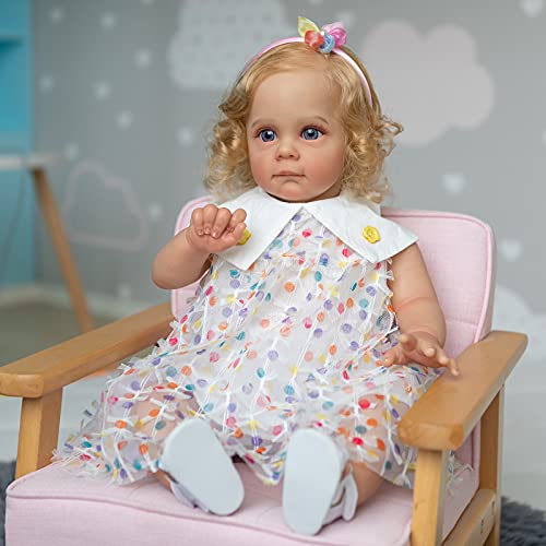 Pinky Reborn 60CM Reborn Baby Dolls Handmade 24inch Reborn Toddler Maggie Detailed Lifelike Painting Rooted Long Curly Hair Collectible Art Doll Pinky Reborn 60CM Reborn Baby Dolls Handmade 24inch Reborn Toddler Maggie Detailed Lifelike Painting Rooted Long Curly Hair Collectible Art Doll