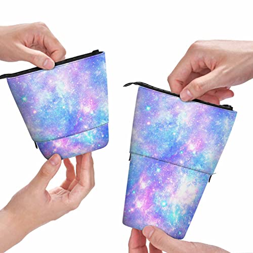 Portamatite con galassia e stelle nebulosa spaziale magico astuccio per matite e cosmetici per donne e uomini e Come nella foto Taglia unica Astuccio telescopico fantasia rosa blu