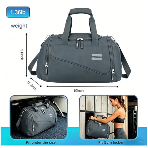 Image of Gym Bag for Men & Women - 30L Duffel Bag with Shoe Compartment, Weekender Water Resistant Duffle Bag for Travel, Sports, Fitness & Workouts, DarkGray
