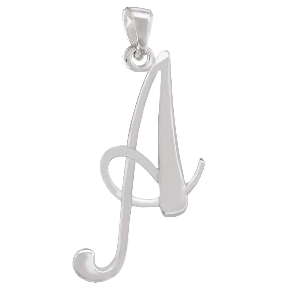 CloseoutWarehouse Sterling Silver Classic Script Initial Pendant (Letters A-Z Available) (A)