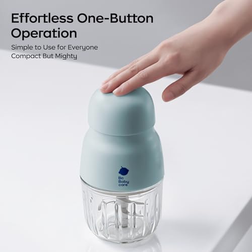 Image of Bc Babycare Baby Food Maker-Glass Baby Puree blender for Fruit, Vegatable & Meat,Mini Food Processor for Potatoes, Grapes & Strawberries,Blue,10oz