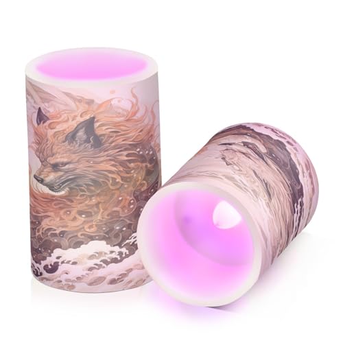 ALAZA Monster (1) Flickering Flameless Candles Battery Operated with Remote Timer,Tea Light Candles LED Pillar Votive Candles Set of 2 for Outdoor Indoor Decorations