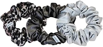 MTSNOO Silk Scrunchies for Hair Sleep 100% Pure 22 Momme Mulberry Silk Scrunchies for Curly Hair with Elastic Band 3 Pack Silk Hair Ties Ropes Scrunchies Set for Women Girls