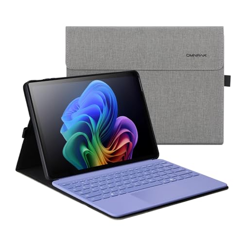 Omnpak Case for Microsoft Surface Pro 12" 2025, Lightweight Protective, Multiple Angle Viewing, Stylus Holder, Compatible with Type Cover Keyboard Grey for Surface Pro12" 2025