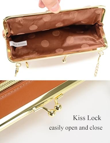 2 in 1 Wallet Purses for Women Crossbody Kiss Lock Evening Clutch with Credit Card Holder and Zipper Pocket Cell Phone Bag Cute Pouch for Girls Gift4