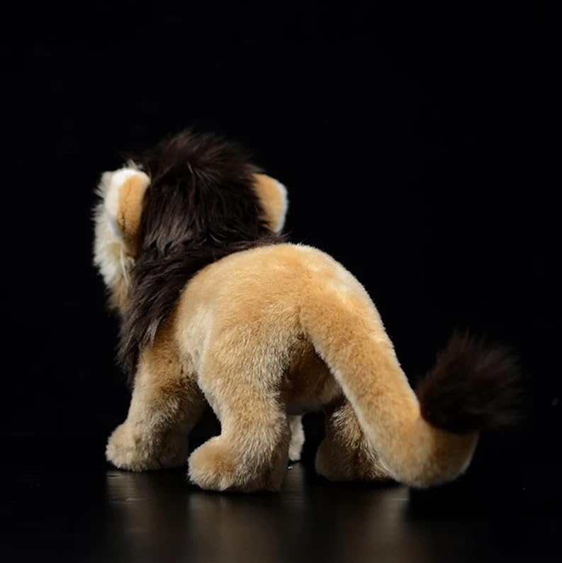 Simulazione In piedi Leone marrone Peluche Giocattolo realistico Morbido Animali selvatici Leoni africani Bambola di peluche Regalo per bambini 28 cm Cammello