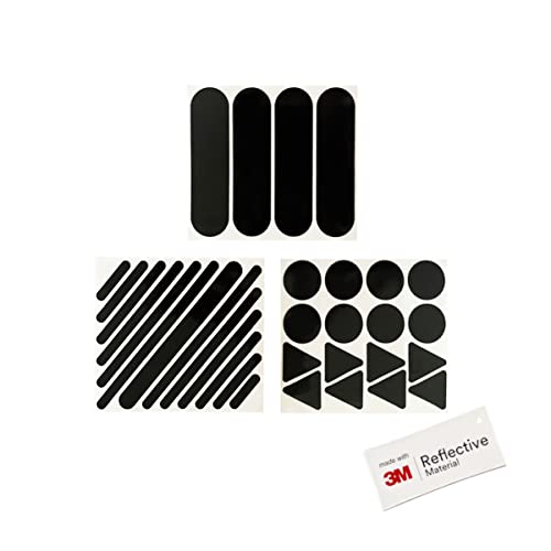 Tomamu 3M Black Reflective Stickers - Set of 33 stickers for helmets scooters, bikes and prams - Made with 3M Reflective Film