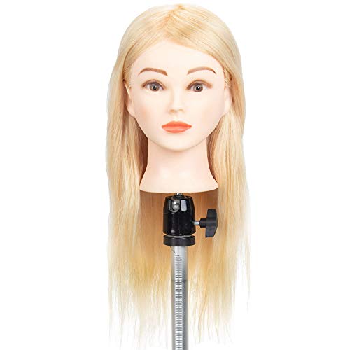 GEX 18-26" 100% Human Hair Training Practice Head Styling Dye Cutting Mannequin Manikin Head Blonde Color 613# (20")