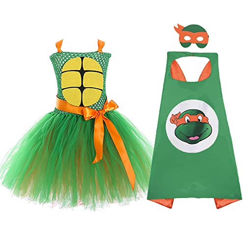Little Girls Teenage Mutant Ninja Turtles Costume, Large Orange