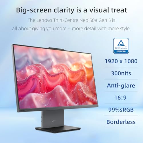 Image of Lenovo ThinkCentre Neo 50a All-in-One Business Computer, 27 inch 100Hz FHD Display, Intel Core i7-13620H, 32GB DDR5 RAM, 1TB SSD, Webcam, HDMI, Type-C, Wi-Fi 6, Keyboard and