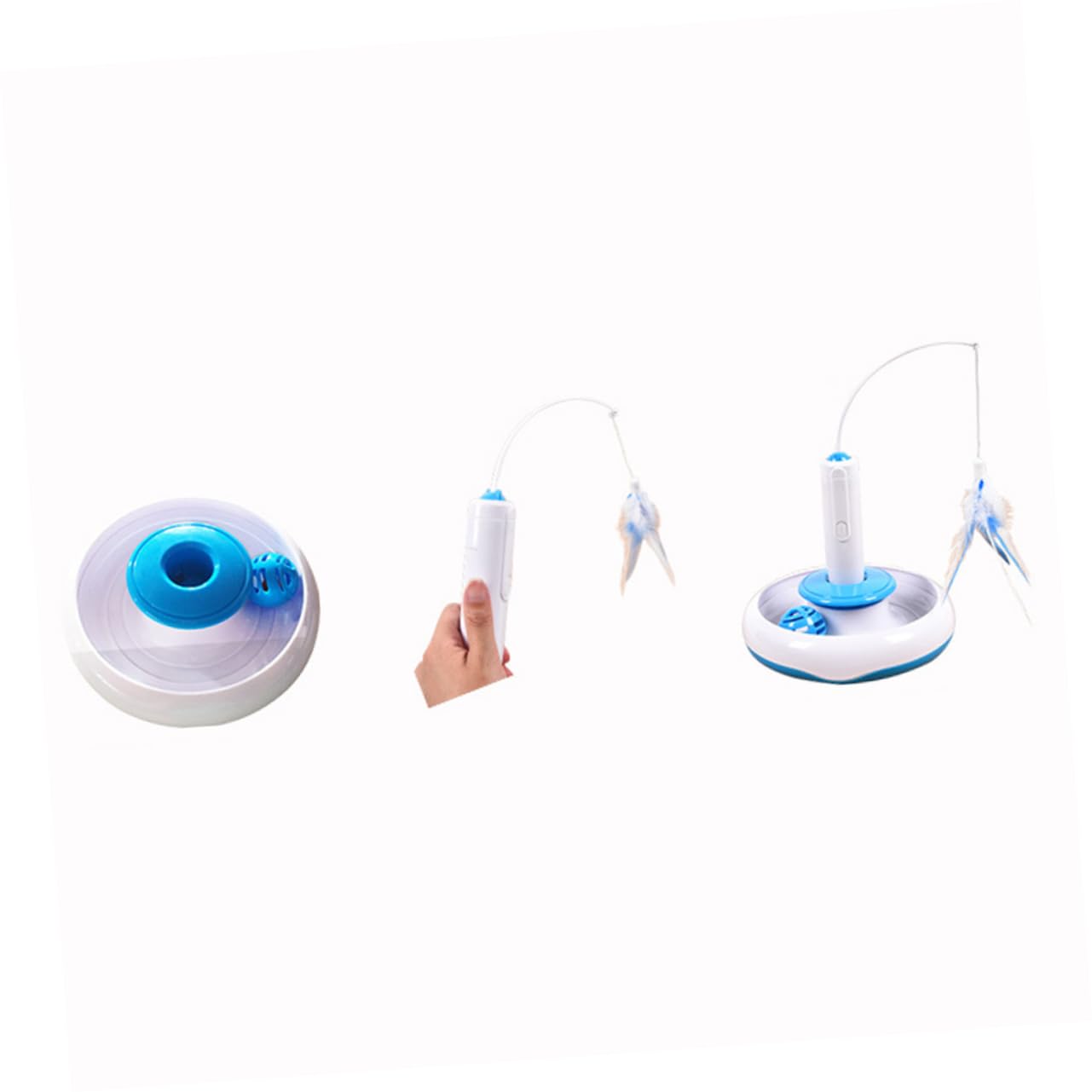 BESPORTBLE Jouet Interactif pour Chat Rotation Électrique 360 Degrés, Plume Authentique, Matériau Abs Solide, pour Chats et Chatons en Intérieur Couleur Aléatoire