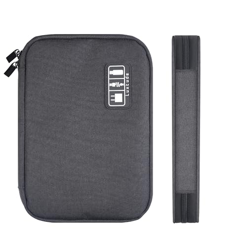Luxtude Cord Organizer Travel, Cable Organizer Bag, Portable Electronics Organizer, Travel Essentials for Cord Storage/Charger Case/Cable Storage (Single Layer, Black, Small)
