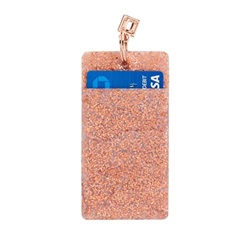Étui d'identification en silicone confettis or rose pour ne plus perdre son badge