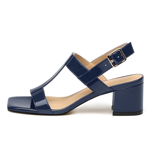 MODENCOCO Women's Strappy Heeled Sandals Chunky 2 Inch Slingback Square Open Toe Heels Comfortable Casual Summer Dress Shoes with Buckle2