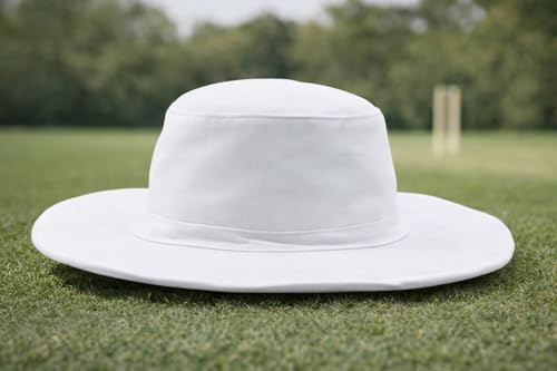 Image of White Sun Hat Cap for Men Women Wide Brim UV Protection Lightweight Breathable Summer Beach Travel Outdoor Stylish Comfortable Cricket Hat
