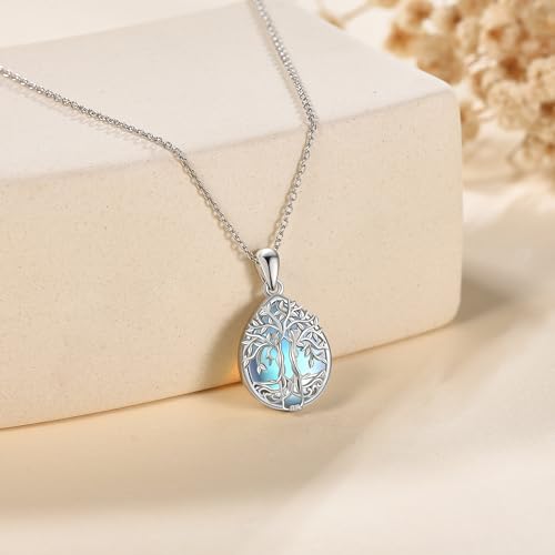 ONEFINITY Tree of Life Necklace Sterling Silver Moonstone Tree of Life Pendant Necklace Family Tree Jewelry for Women Girls Gifts2