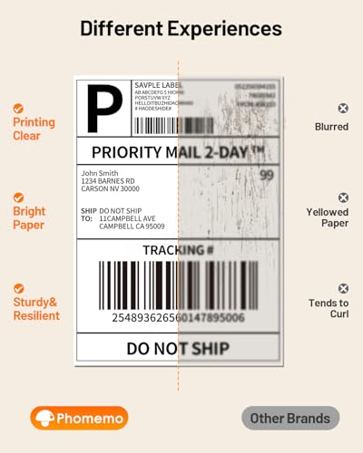 Image of Phomemo 4x6 Thermal Label, Shipping Labels Pack of 250 4x6 Roll Labels, Compatible with Phomemo, Zebra, Rollo, Jadens and Other Thermal Printers