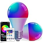 Smart Light Bulbs with Remote, 16M Colors RGBW Dimmable WiFi Bluetooth Smart Bulbs Led Color Changing Light Bulbs Compatible with Alexa Google Home, A19, E26 9W 800 Lumens Equivalent 60W (2)