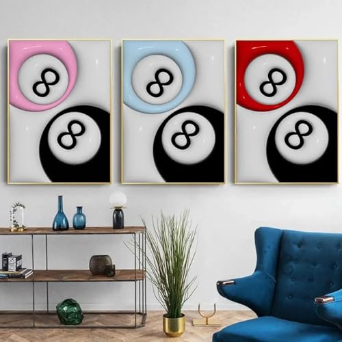 Affiche 8 ball couple rose et noir retro grand format 80x110cm decoration murale