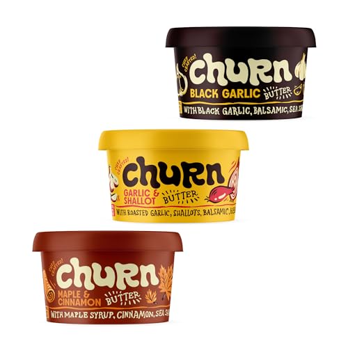 Churn Flavored Butter Dinner & Dessert Variety Packs Churned with Organic Grass Fed Butter (5.5oz, Pack of 3) - Non-GMO, Hormone-Free, Compound and Finishing Butter (Dinner & Dessert)