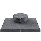 Mindful Modern Meditation Cushion and Zabuton Meditation Mat Bundle - Premium Luxury Velvet Meditation Cushion Set for Yoga - Buckwheat Zafu Floor Pillow and Rectangular Mat - Graphite Grey Color