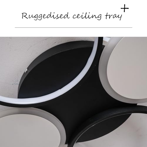Plafonnier rond avec télécommande noir grand modèle 110cm à LED de salon - 3