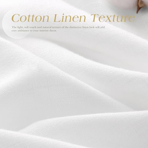 Image of White Linen Curtains 96 Inches Long for Living Room Sliding Glass Door Light Filtering Privacy Thick Sheer Curtain Modern Elegant Cotton Textured Grommet Gauze Window Drapes 2 Panels Set,52x96 8 FT