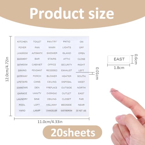 SUPERFINDINGS 20 Stück Lichtschalter Etiketten Transparente Schalter Identifikationsaufkleber Etikett PVC Wasserdichte Schalterpanel Etiketten zum Organisieren von Zuhause Küche Badezimmer Büro