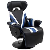 Vinsetto Gaming Chair, Racing Style Computer Recliner with Lumbar Support, Footrest and Cup Holder, Black/White/Blue