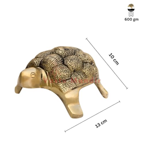 Image of Pure Brass Small Tortoise Idol, Vastu Remedy for Protection (13 cm, 570 g)