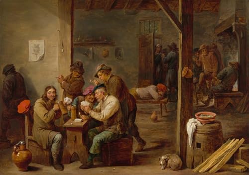 Toile Scène de taverne David Teniers tableau salon 60x90cm