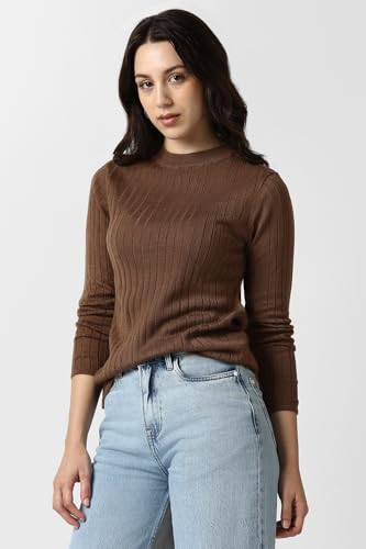 Image of Van Heusen Women's Round Neck Solid Knit Top|Full Sleeve Casual winterwear