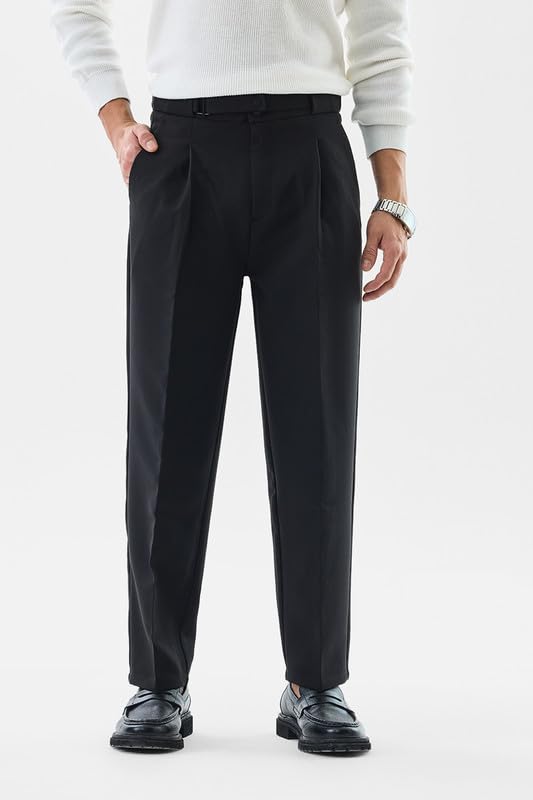 Image of SNITCH Black Korean Relaxed Fit Trousers