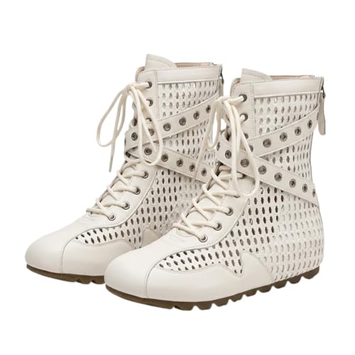 NICO×ASH Women's Summer Hollow Out Mesh Ankle Boots Breathable French