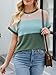 Cakrisyal Womens Color Block T Shirts Tops Fashion Short Sleeve Crewneck Knitted Spring Summer Casual Loose Fit Dark Green