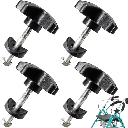 Aswewamt 4 Sets Rollator Walker Replacement Knobs, Replacement Support Arm Handle Length Control Knob Accessories Arm Adjustment Knobs for Rollator