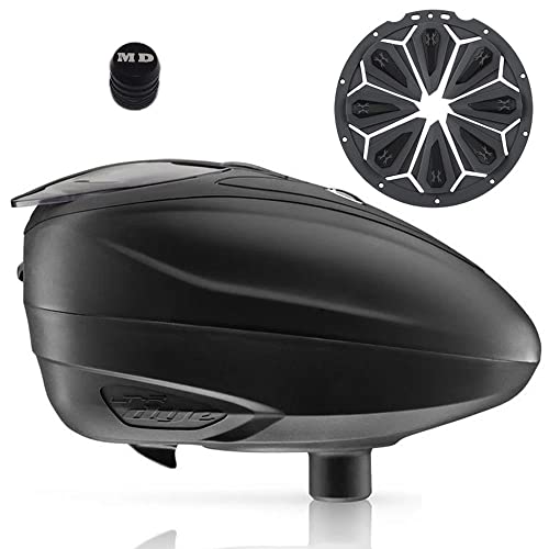 Maddog Dye LT-R Electronic Paintball Loader with HK Army Epic Speed Feed and HPA Paintball Tank Fill Nipple Protector Accessory Package - Black LT-R + Charcoal SF