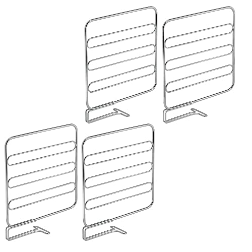 mDesign cloison de séparation pour armoire (lot de 4) – système de rangement pratique en métal – aménagement placard utile – montage sans perçage – argenté